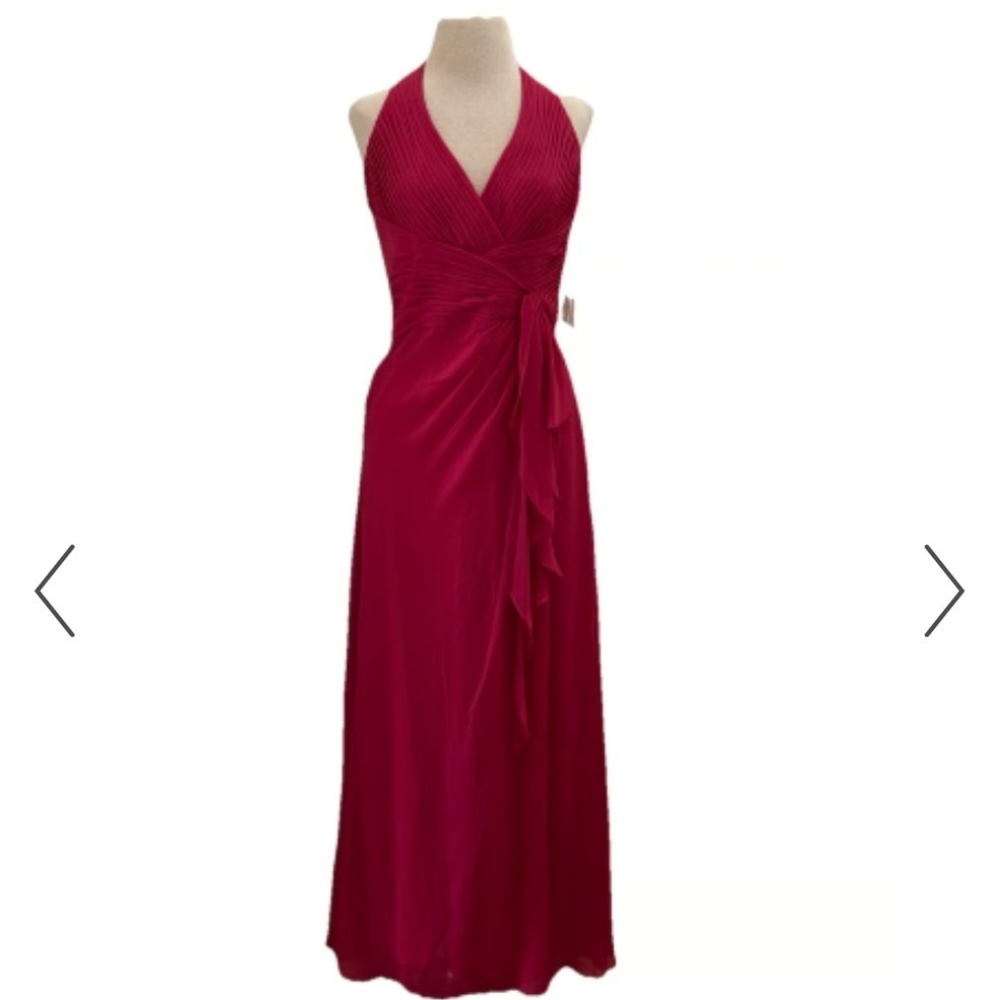 Elegant Halter Neck Red Dress Davids Bridal Size 4 Bridesmaid